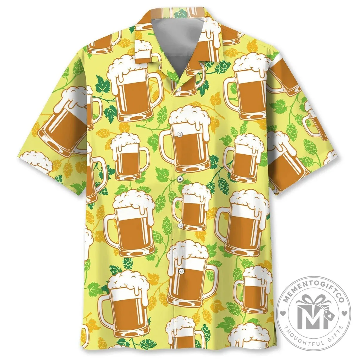 Funny Beer Hops Tropical Style Hawaiian Shirt for Men and Women