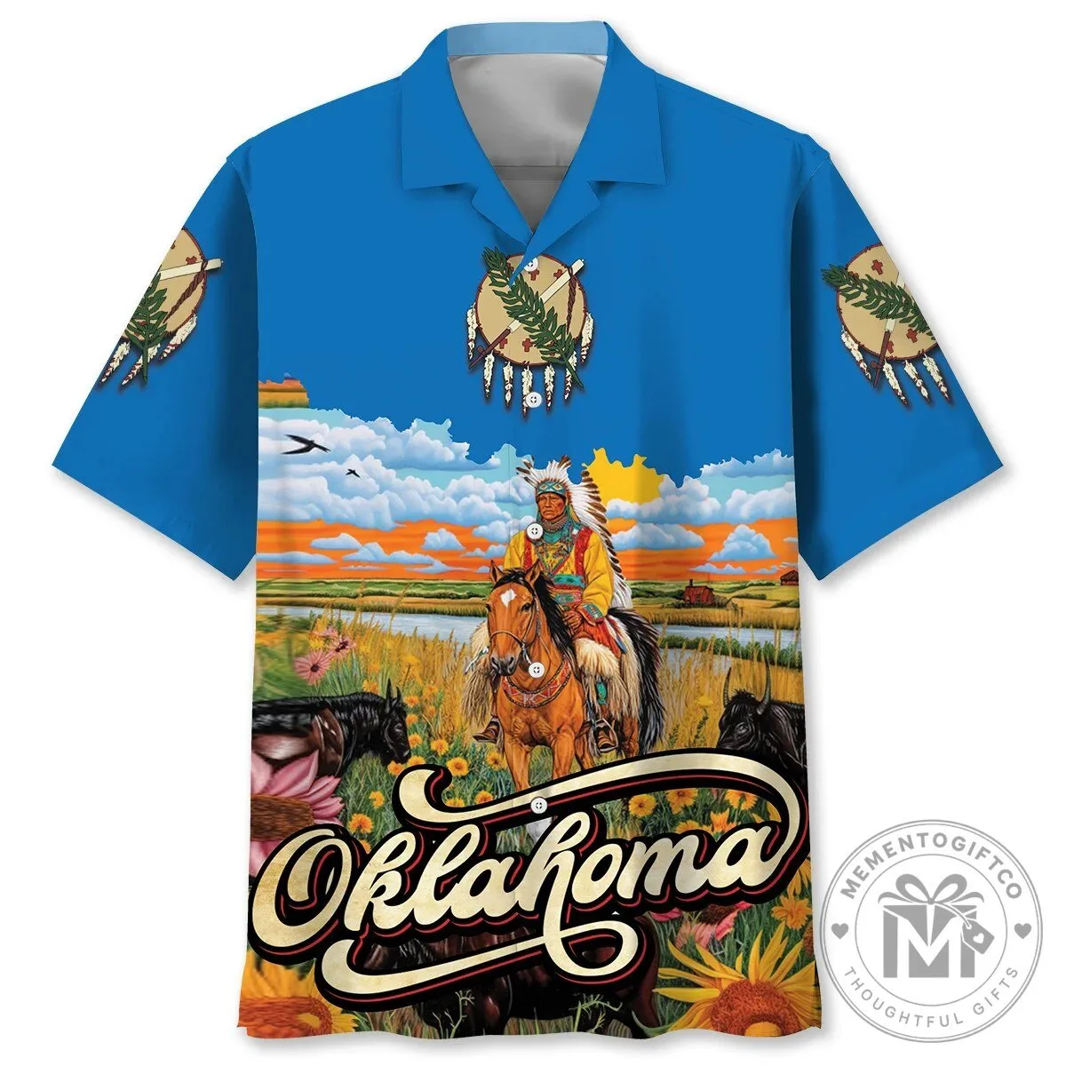 Oklahoma Native American Chief Riding Horse Hawaiian Shirt