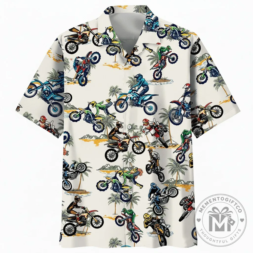 Tropical Dirt Bike Racing Motocross Hawaiian Shirt