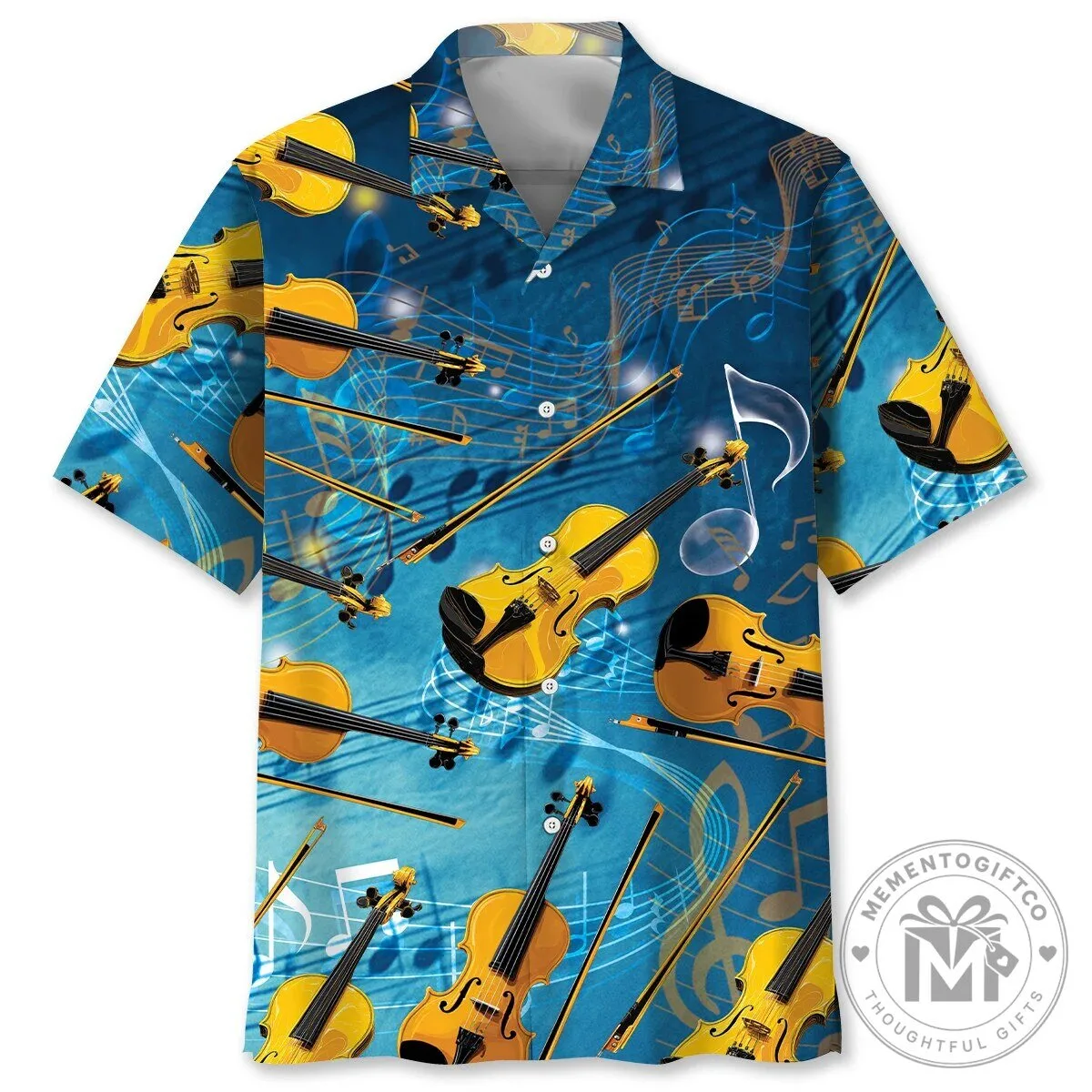 Blue Violin Musical Notes Pattern Hawaiian Shirt 1 Blue Violin Musical Notes Pattern Hawaiian Shirt