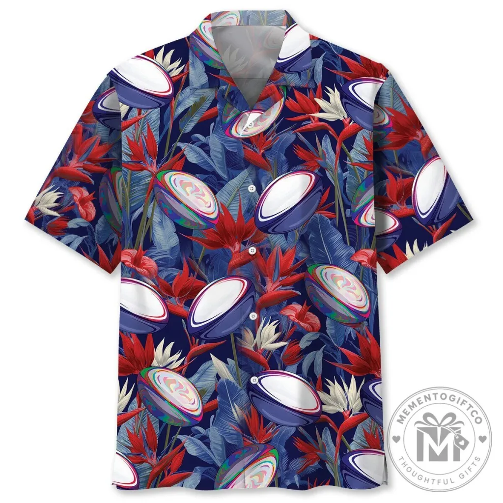 Tropical Rugby Ball Pattern Hawaiian Shirt for Men and Women Tropical Rugby Ball Pattern Hawaiian Shirt for Men and Women