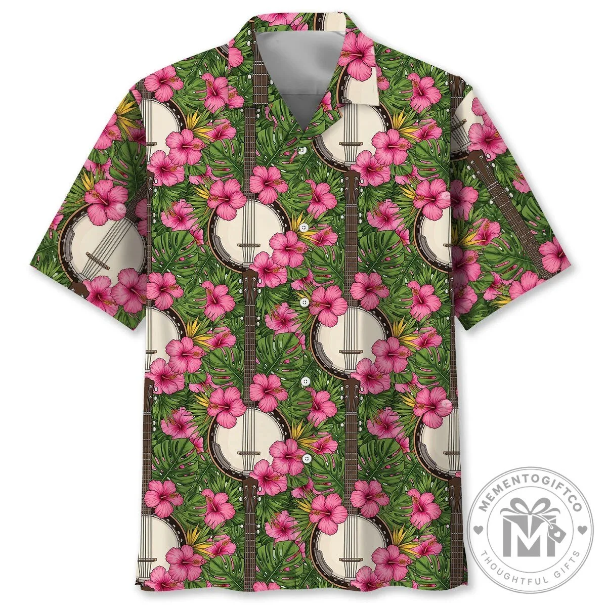 Banjo and Hibiscus Tropical Hawaiian Shirt