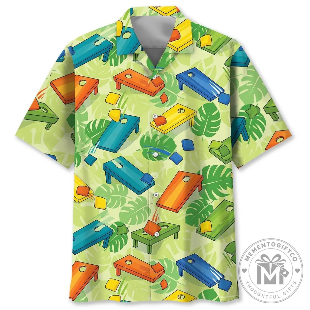 Cornhole Game Boards And Beanbags Tropical Leaves Hawaiian Shirt Cornhole Game Boards And Beanbags Tropical Leaves Hawaiian Shirt