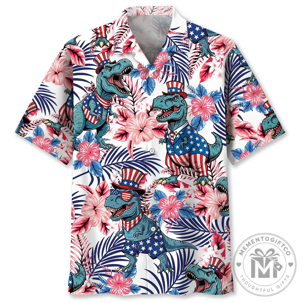 American Dinosaur Patriotic Hawaiian Shirt
