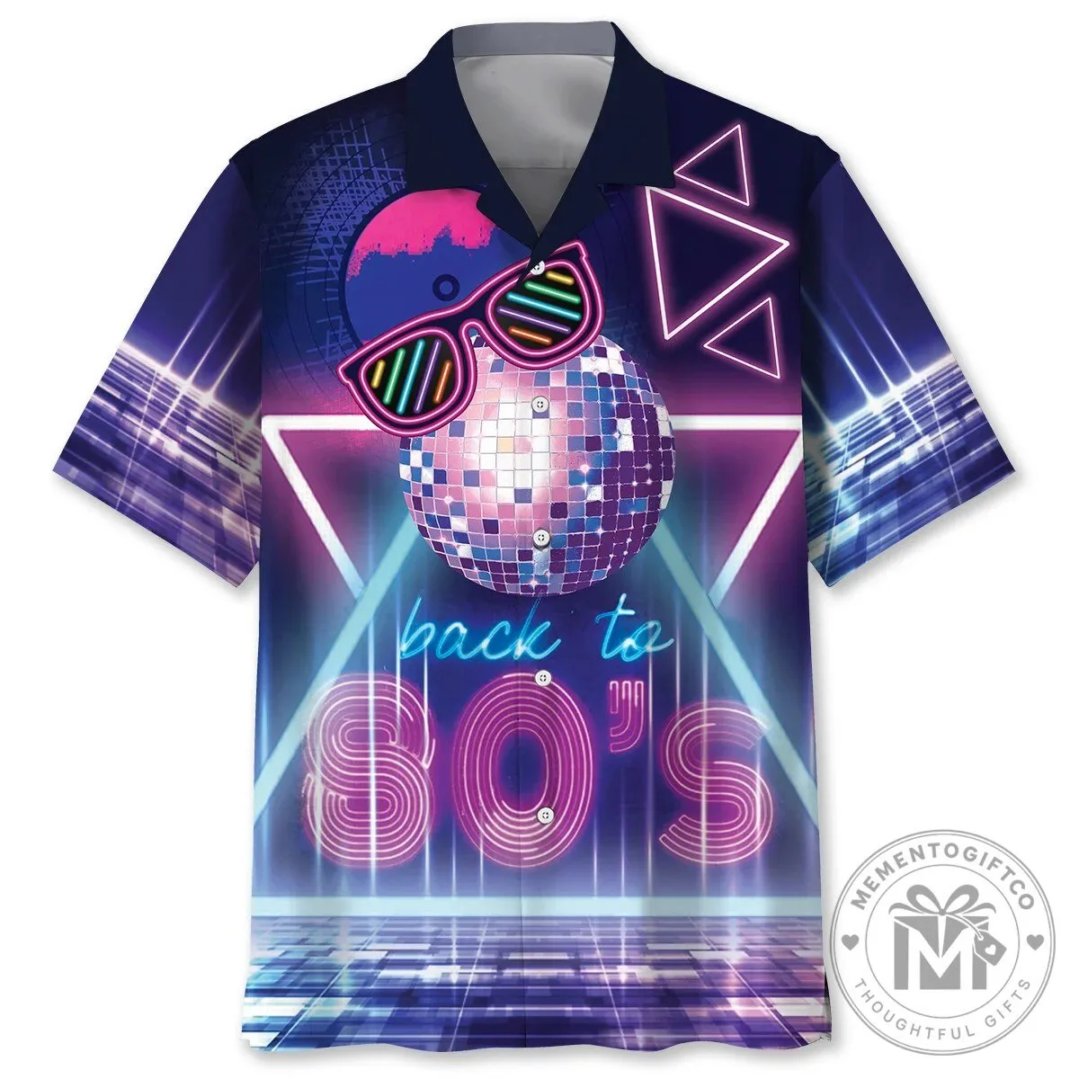 Back To The 80s Music Disco Ball Neon Hawaiian Shirt