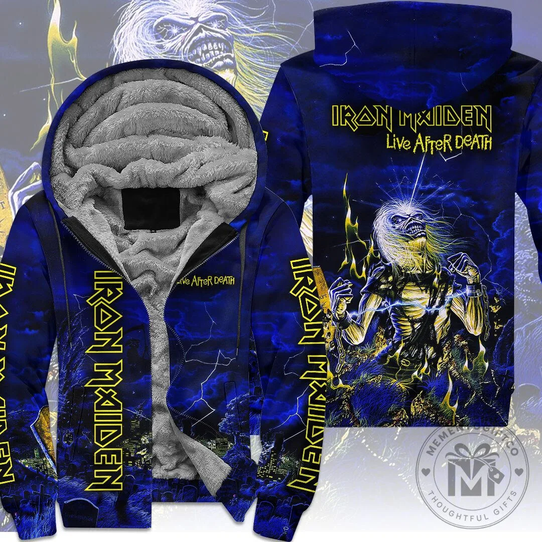 Iron Maiden Live After Death Album Art Fleece Zip Hoodie