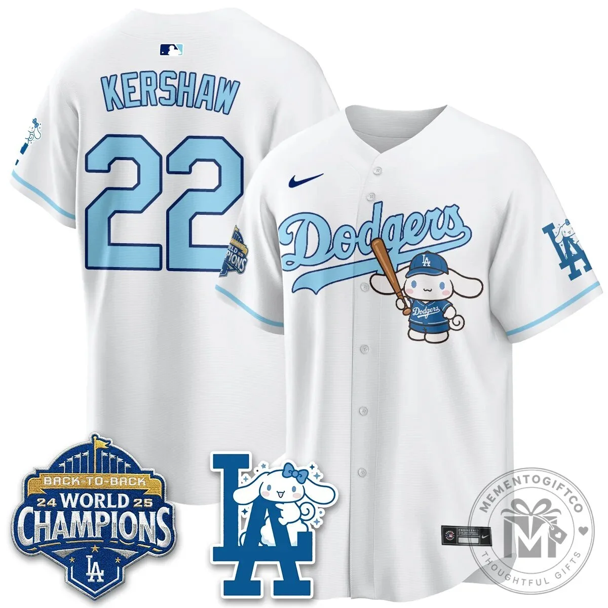 Los Angeles Dodgers Shohei Ohtani Cinnamoroll Edition Baseball Jersey 43 Los Angeles Dodgers Shohei Ohtani Cinnamoroll Edition Baseball Jersey