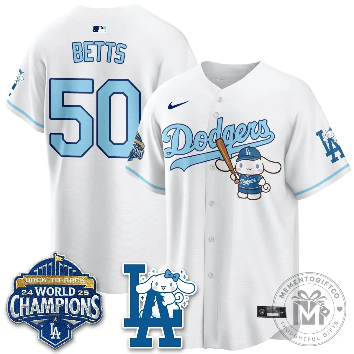 Los Angeles Dodgers Shohei Ohtani Cinnamoroll Edition Baseball Jersey 44 Los Angeles Dodgers Shohei Ohtani Cinnamoroll Edition Baseball Jersey