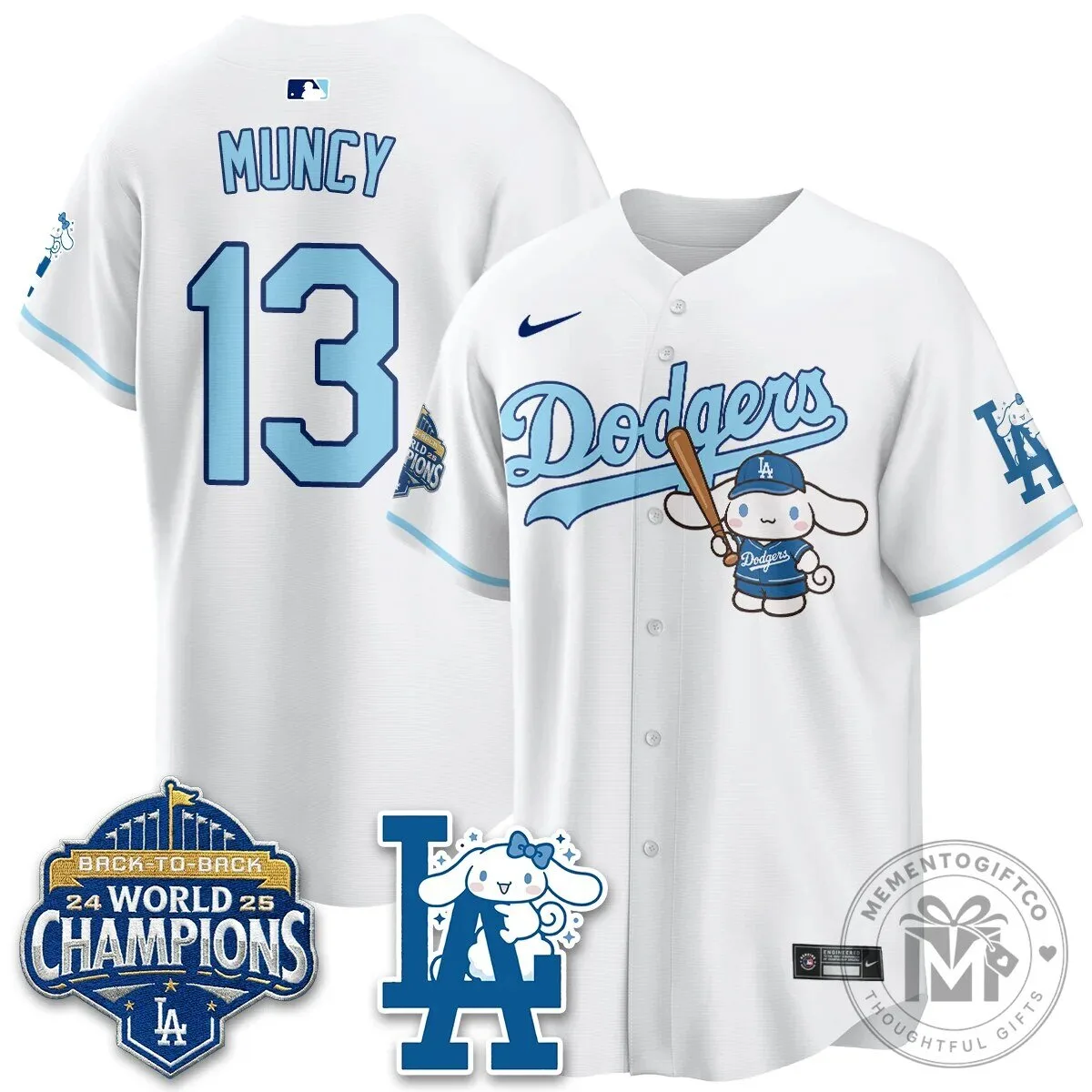 Los Angeles Dodgers Shohei Ohtani Cinnamoroll Edition Baseball Jersey 48 Los Angeles Dodgers Shohei Ohtani Cinnamoroll Edition Baseball Jersey
