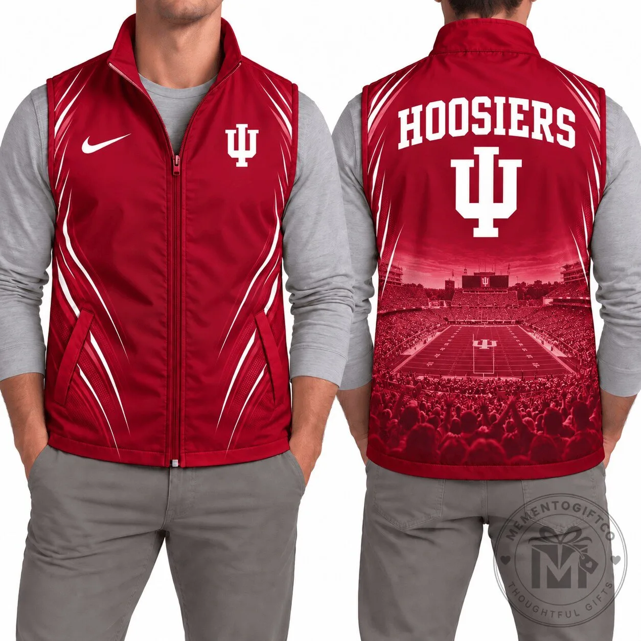 Indiana Hoosiers Football Stadium Red Sleeveless Zip Jacket