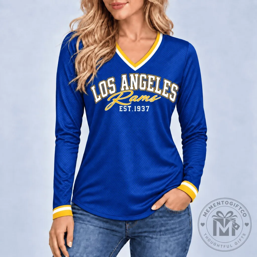Los Angeles Rams Established 1937 Heritage Long Sleeve Jersey for Women Los Angeles Rams Established 1937 Heritage Long Sleeve Jersey for Women