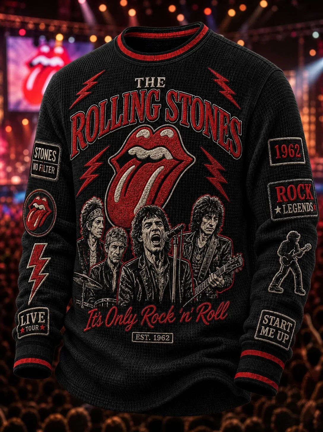 The Rolling Stones It's Only Rock 'n' Roll Black Knit Crewneck Sweatshirt