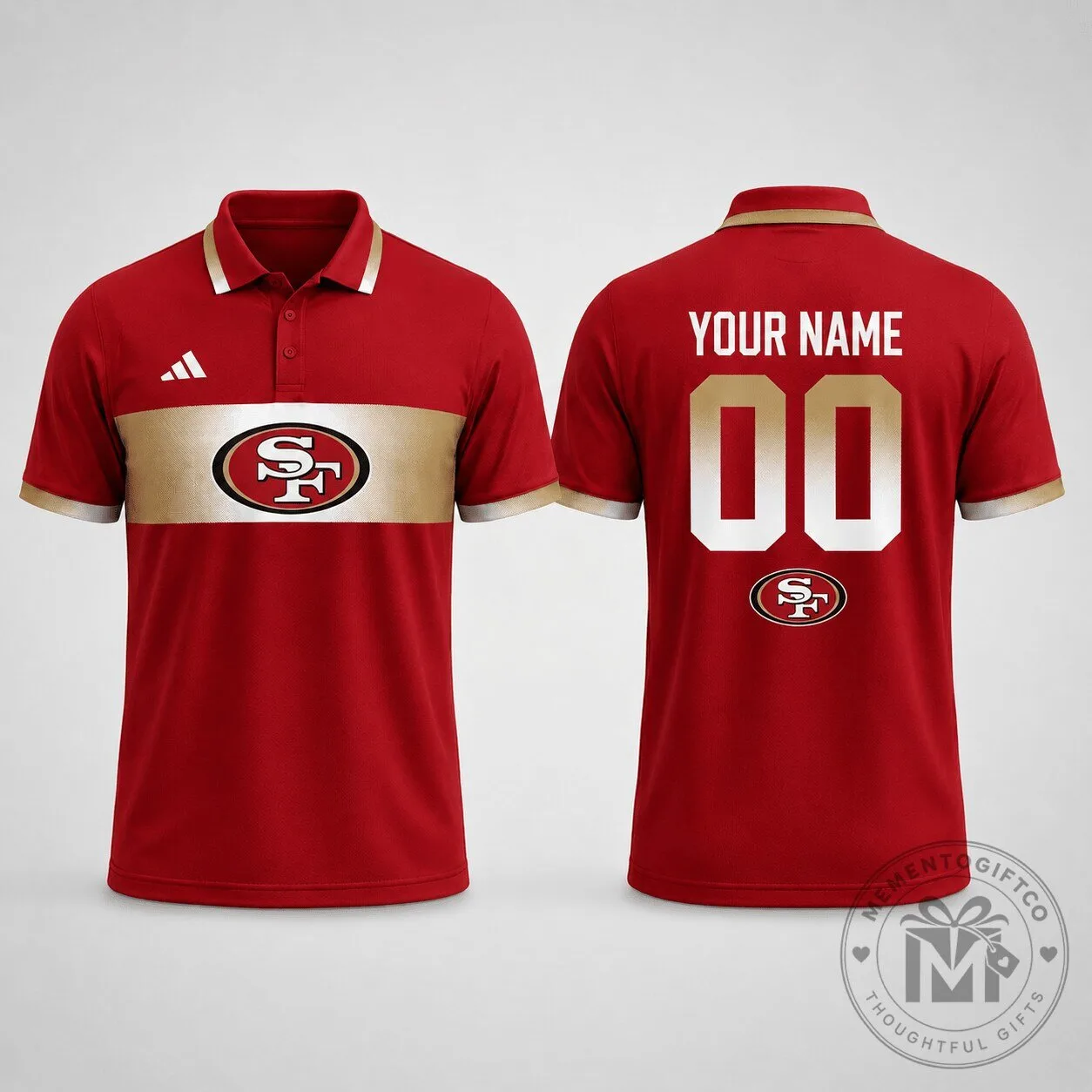 San Francisco 49ers Personalized Red and Gold Match Day Polo Shirt