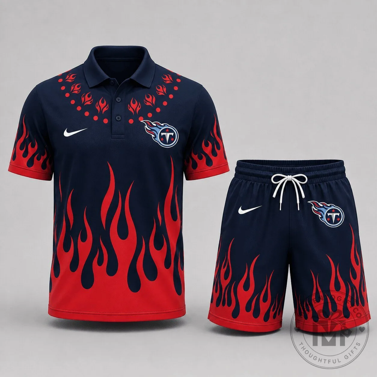 Tennessee Titans National Football League Flame Performance Polo Shirt and Shorts Set 1 Tennessee Titans National Football League Flame Performance Polo Shirt and Shorts Set