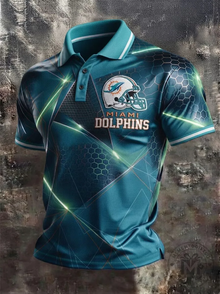 Miami Dolphins Game Day Apparel Polo Shirt for Men, Performance Polyester Fanwear