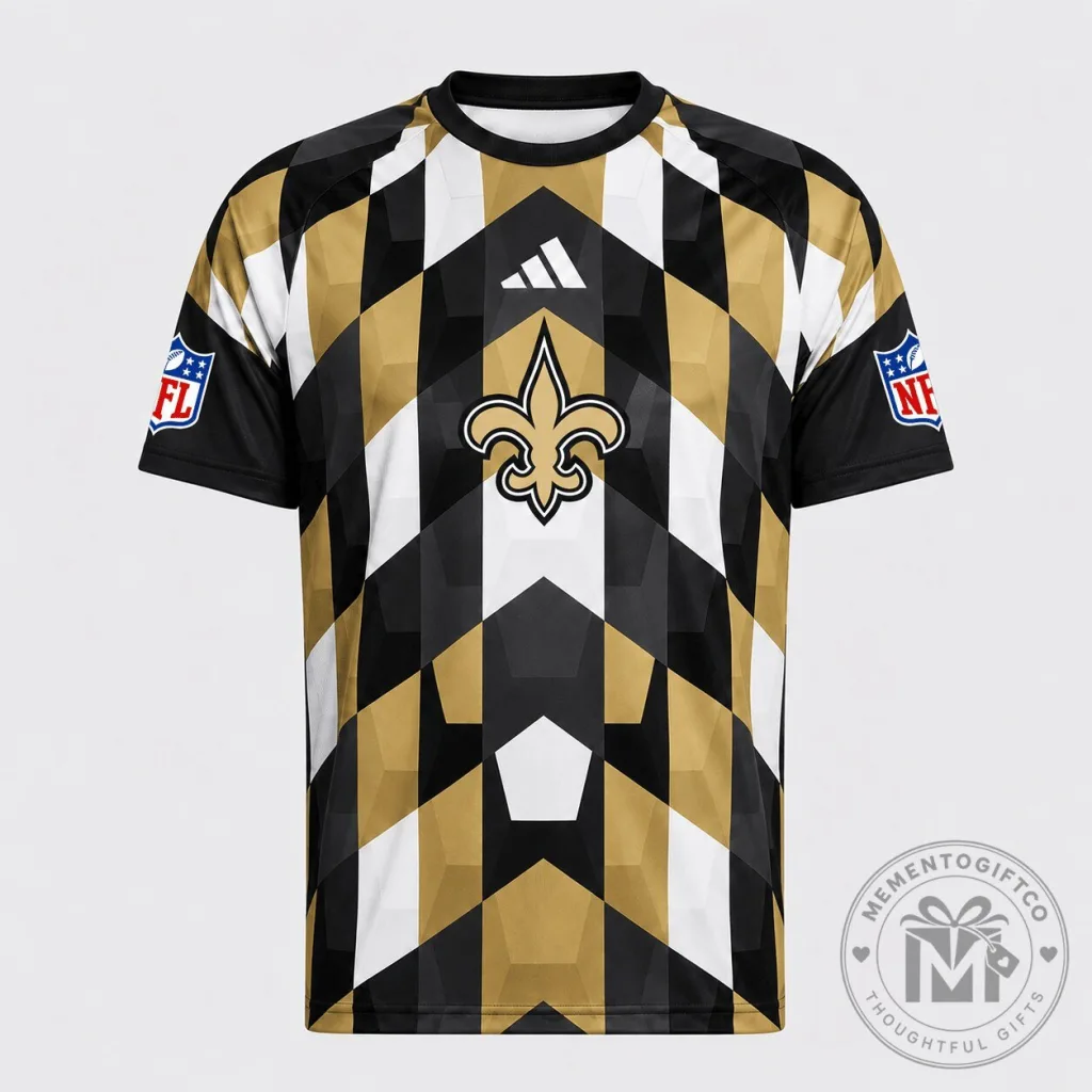 New Orleans Saints NFL Fan Shirt Geometric Pattern Performance T-Shirt New Orleans Saints NFL Fan Shirt Geometric Pattern Performance T-Shirt