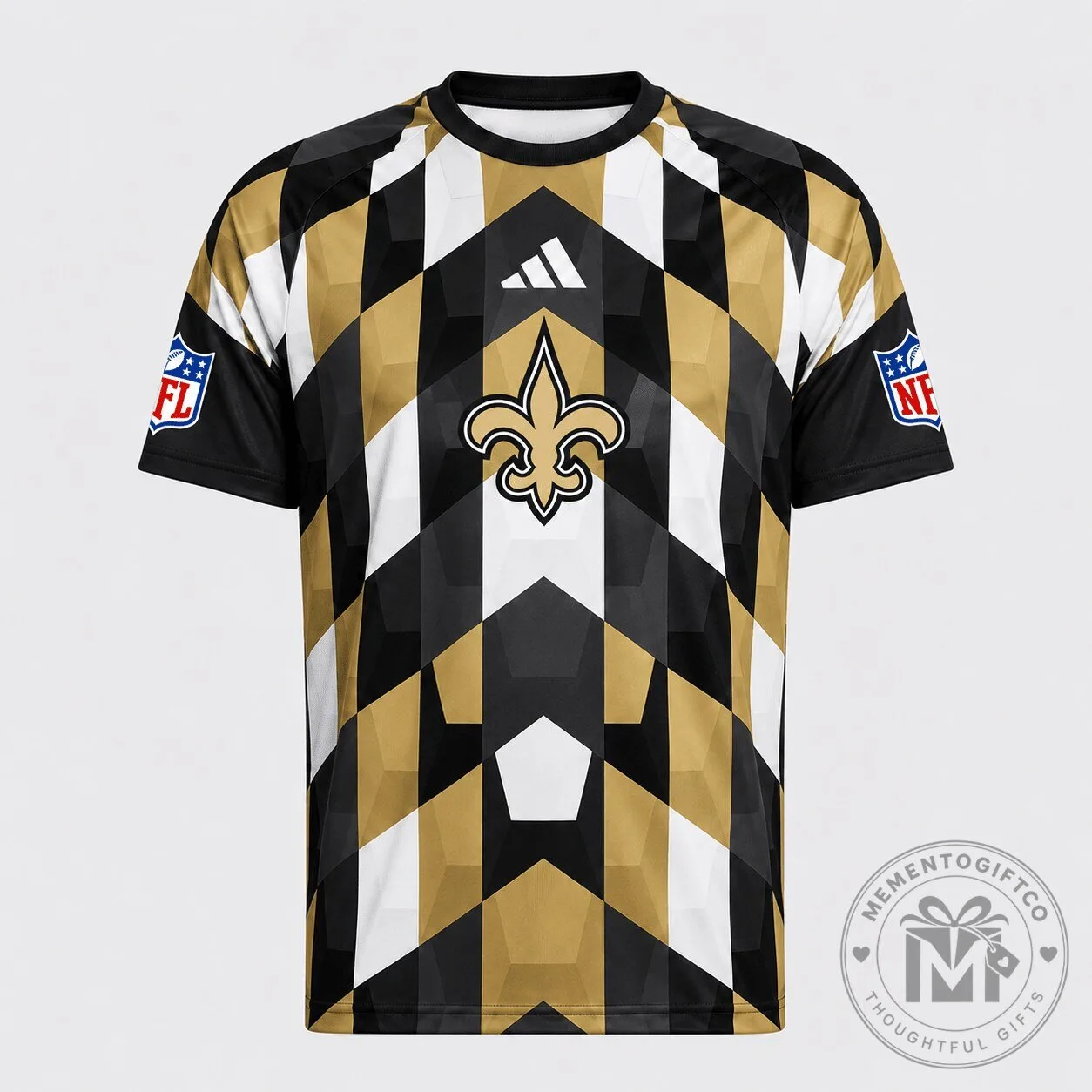 New Orleans Saints NFL Fan Shirt Geometric Pattern Performance T-Shirt