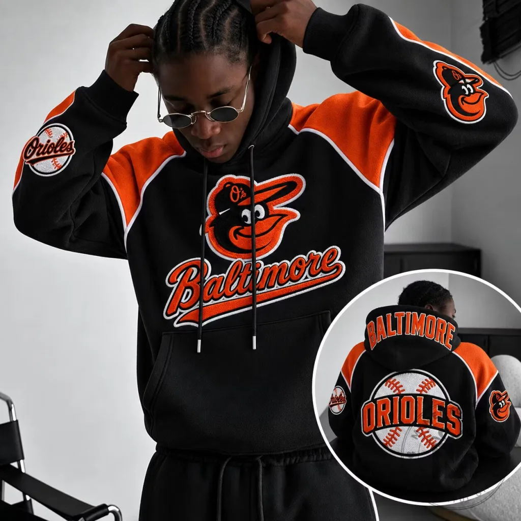 Baltimore Orioles Baseball Team Logo Black and Orange Unisex Hoodie Baltimore Orioles Baseball Team Logo Black and Orange Unisex Hoodie