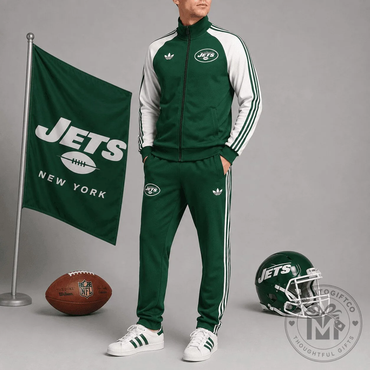New York Jets NFL Football Team Green and White Tracksuit Jacket
