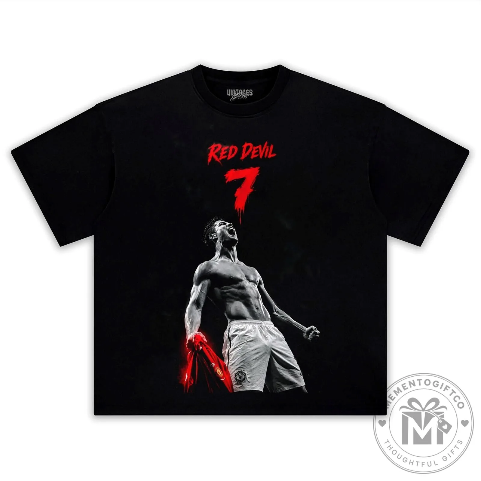 Manchester United Fan T-Shirt featuring Cristiano Ronaldo, Number 7, Red Devil Design