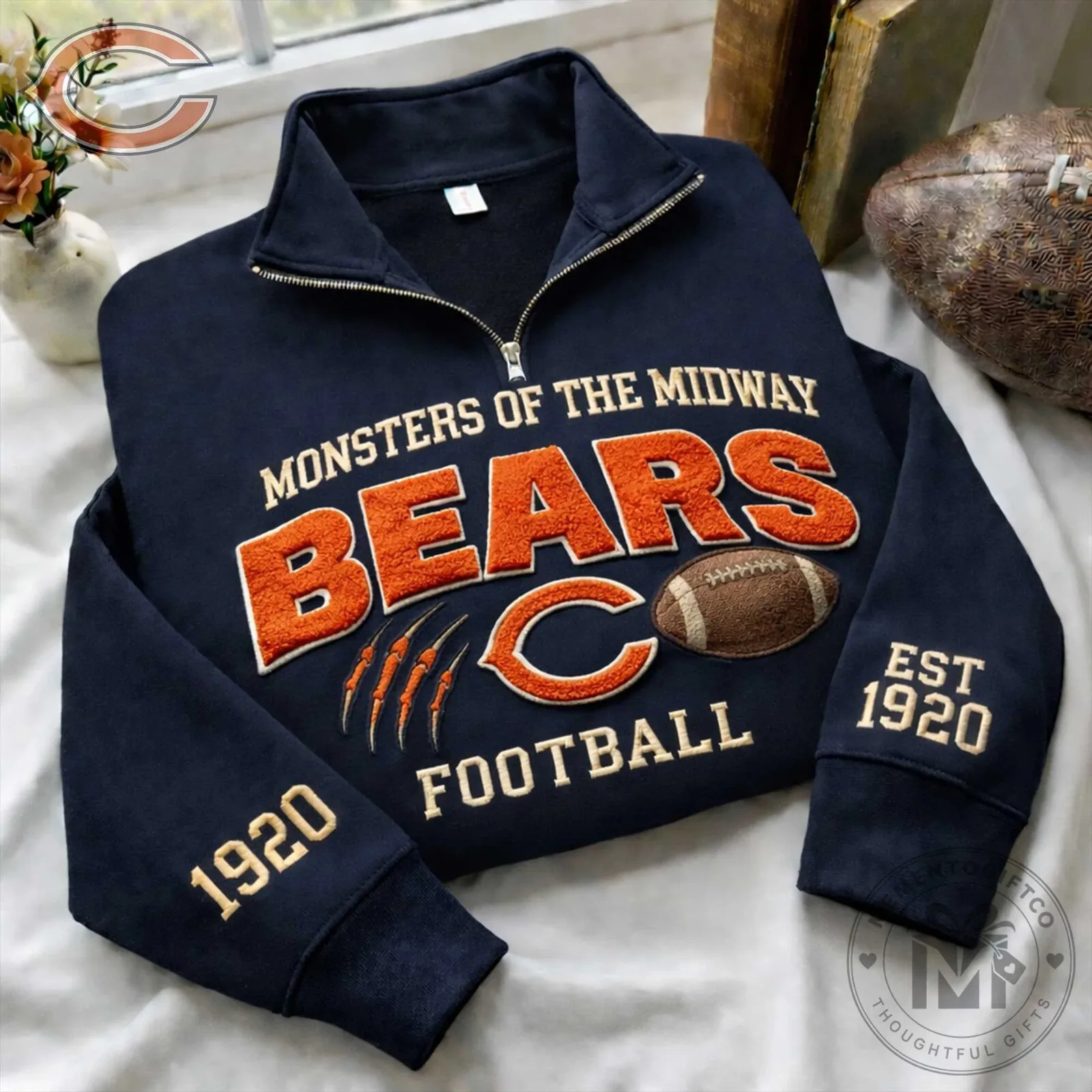 Chicago Bears Monsters of the Midway Quarter Zip Pullover Sweatshirt