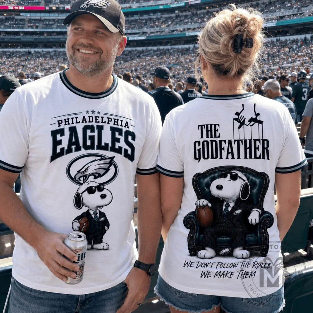 Philadelphia Football Eagles Snoopy Godfather Rules Maker Game Day T-Shirt Philadelphia Football Eagles Snoopy Godfather Rules Maker Game Day T-Shirt
