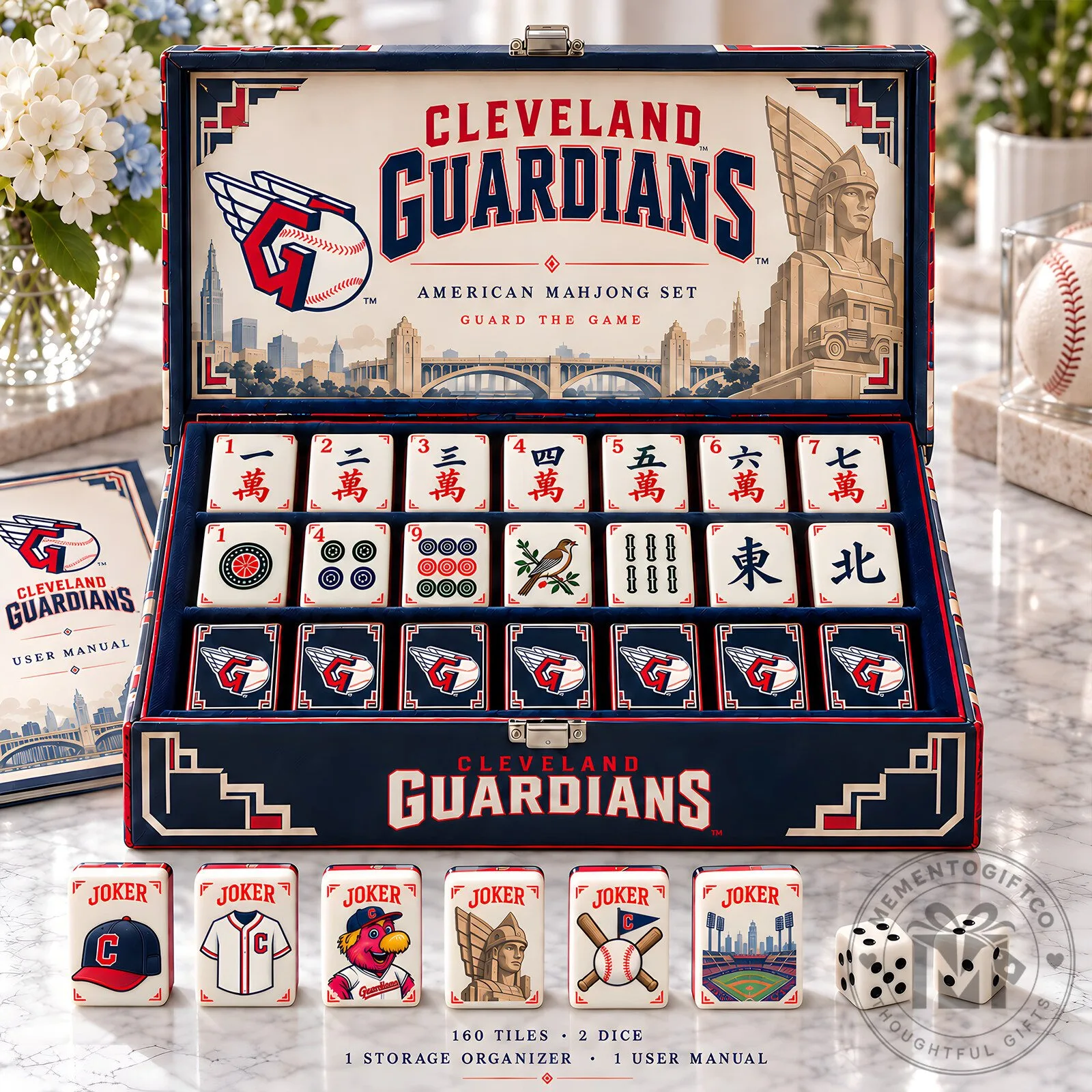 Cleveland Guardians American Mahjong Game Set with Storage Organizer 2 Cleveland Guardians American Mahjong Game Set with Storage Organizer