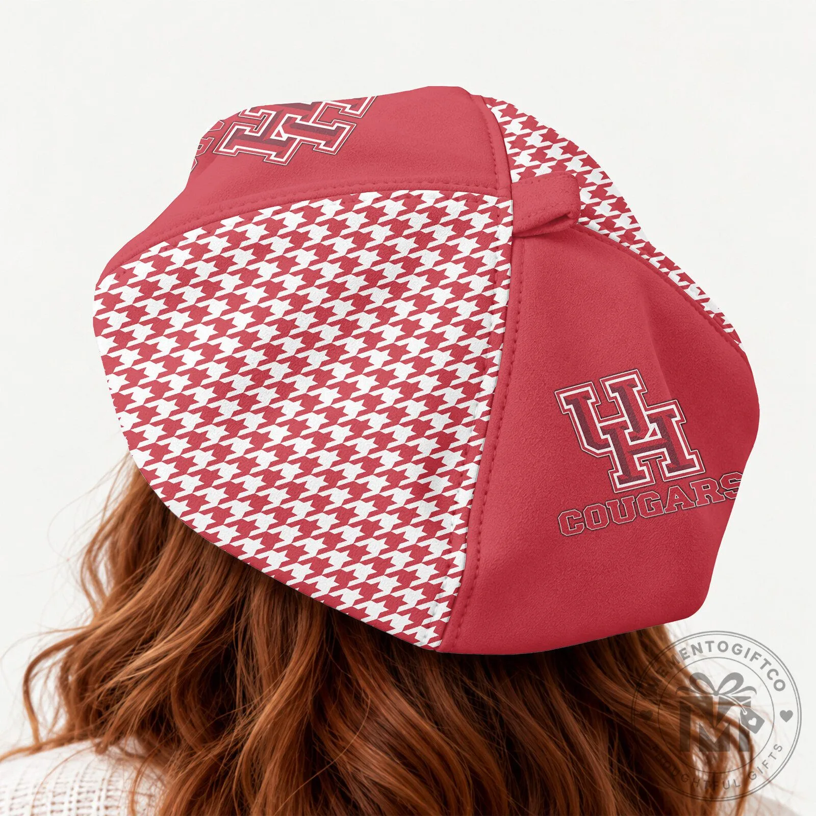 Houston Cougars Houndstooth Pattern Custom Name Beret Hat 10 Houston Cougars Houndstooth Pattern Custom Name Beret Hat