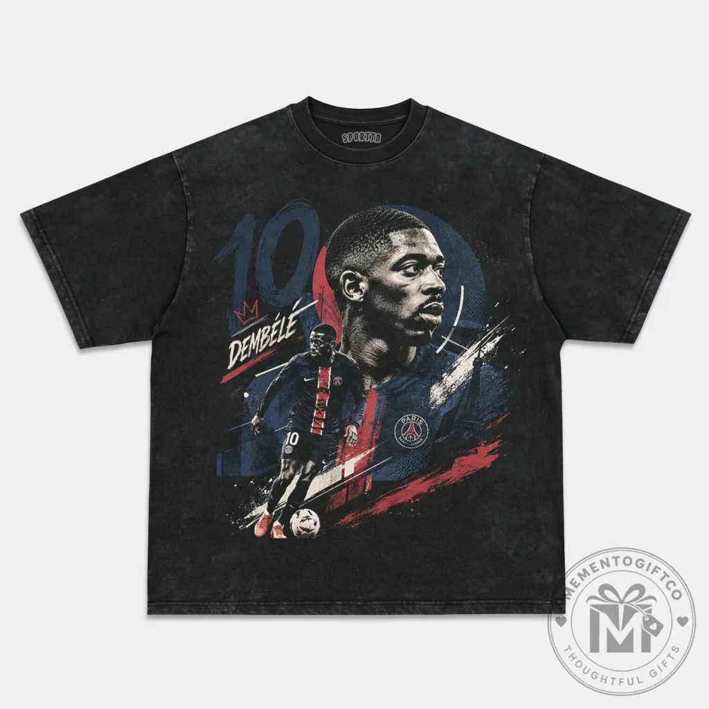 Graphic T-Shirt featuring Ousmane Dembele from Paris Saint-Germain Football Club Graphic T-Shirt featuring Ousmane Dembele from Paris Saint-Germain Football Club