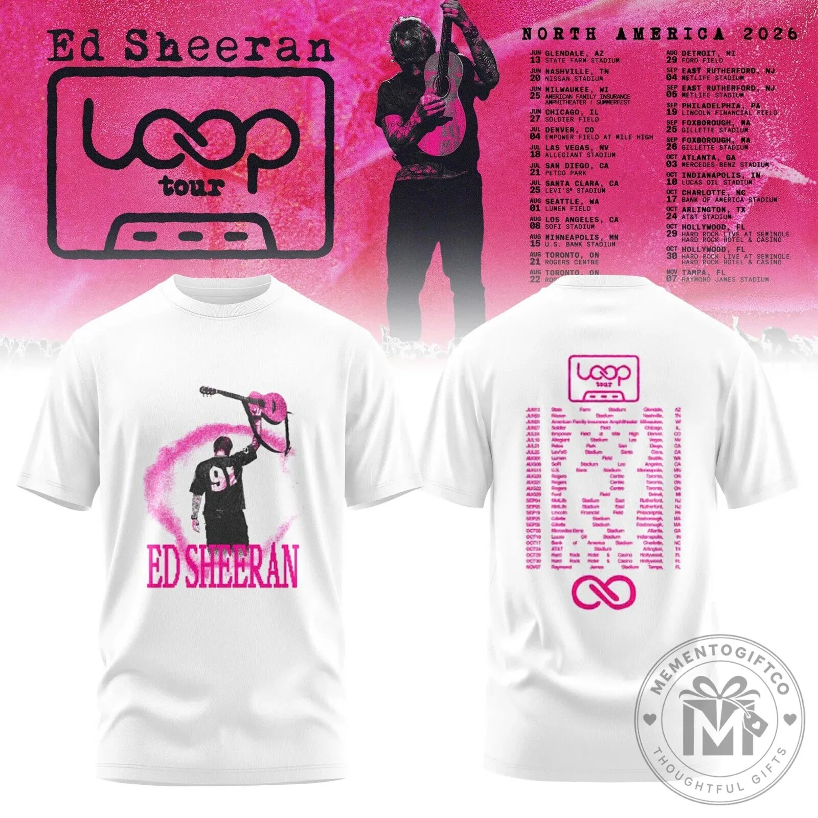 T-Shirt featuring Ed Sheeran's 2026 North America Loop Tour