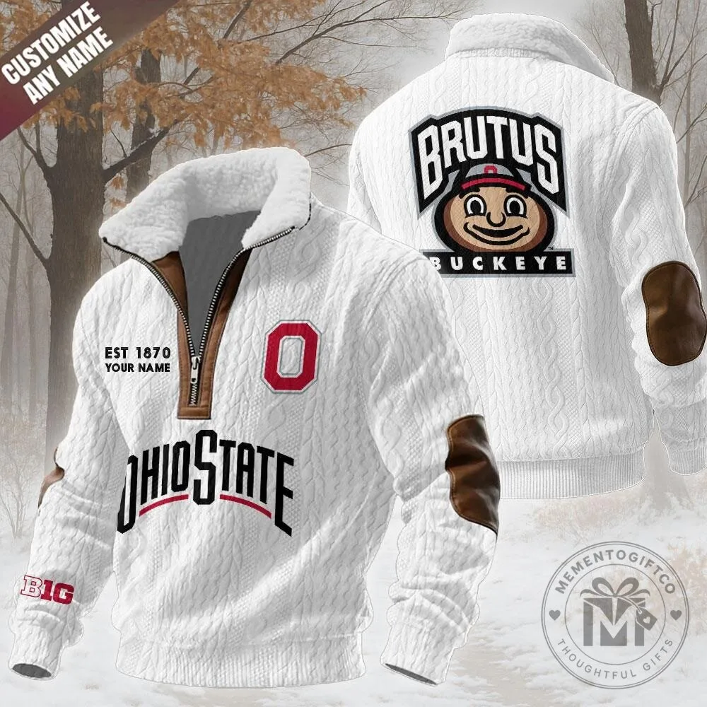 Ohio State Buckeyes Brutus Buckeye Quarter Zip Fleece Collar Sweatshirt 1 Ohio State Buckeyes Brutus Buckeye Quarter Zip Fleece Collar Sweatshirt