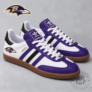 Baltimore Ravens NFL Team Logo Purple and White Samba Style Shoes