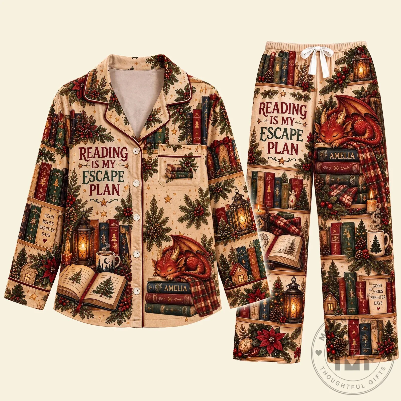Mystical Dragon Library Reading Is My Escape Plan Personalized Pajama Set 7 Mystical Dragon Library Reading Is My Escape Plan Personalized Pajama Set