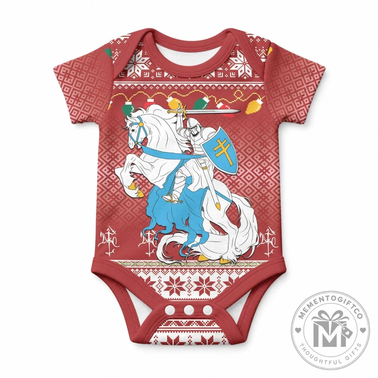Lithuanian Vytis Christmas Baby Onesie Ugly Sweater Style