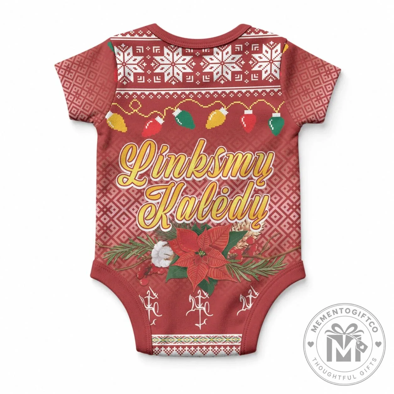 Lithuanian Vytis Christmas Baby Onesie Ugly Sweater Style 5 Lithuanian Vytis Christmas Baby Onesie Ugly Sweater Style