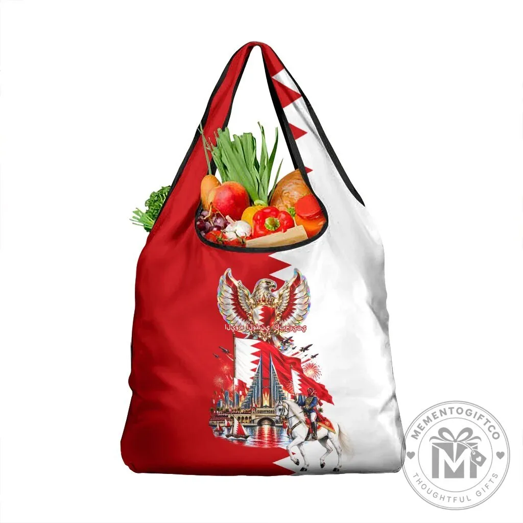 Bahrain National Day Reusable Grocery Bag, Bahrain Flag Horse Knight Shopping Bag