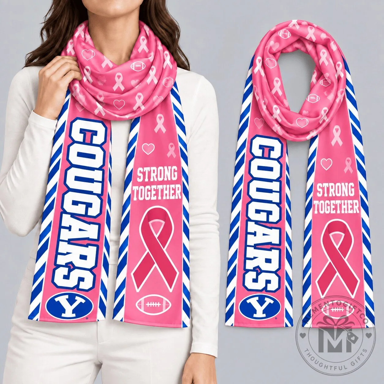 BYU Cougars Breast Cancer Awareness Pink Football Team Scarf