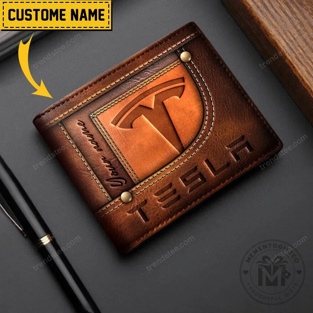 Tesla Custom Name Brown Leather Wallet 9 Tesla Custom Name Brown Leather Wallet
