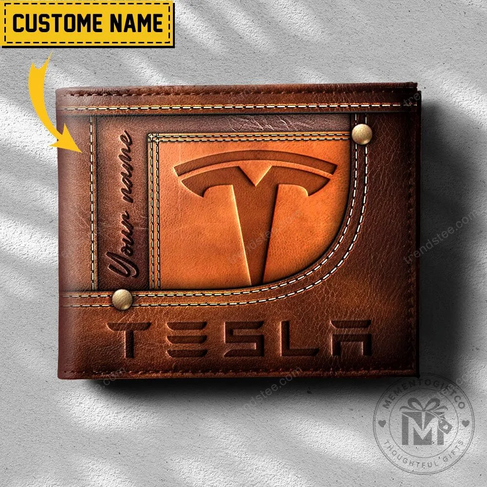 Tesla Custom Name Brown Leather Wallet 10 Tesla Custom Name Brown Leather Wallet