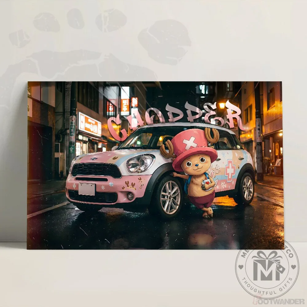 Tony Tony Chopper One Piece Anime Character Pink Car Wall Art Canvas