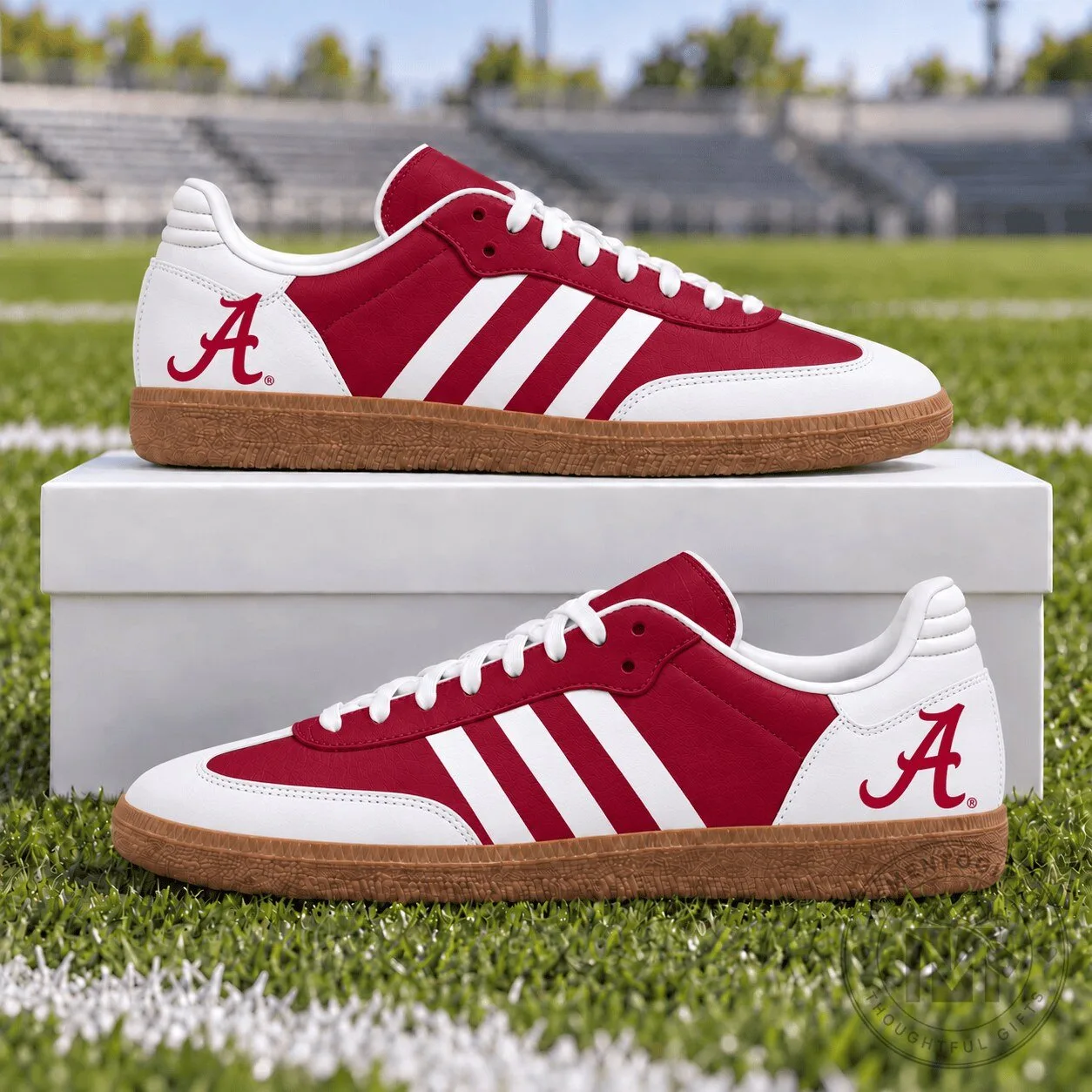 Alabama Crimson Tide Football Team Red and White Striped Samba Style Shoes