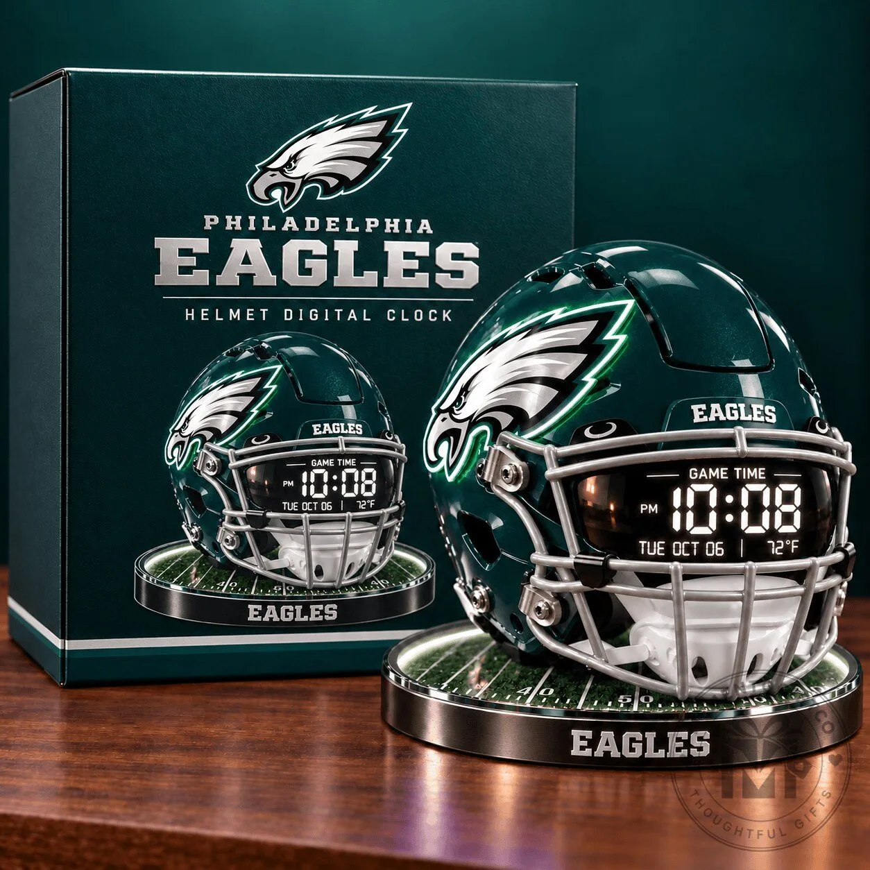 Philadelphia Eagles Football Helmet Digital Clock with Game Time Display 1 Philadelphia Eagles Football Helmet Digital Clock with Game Time Display