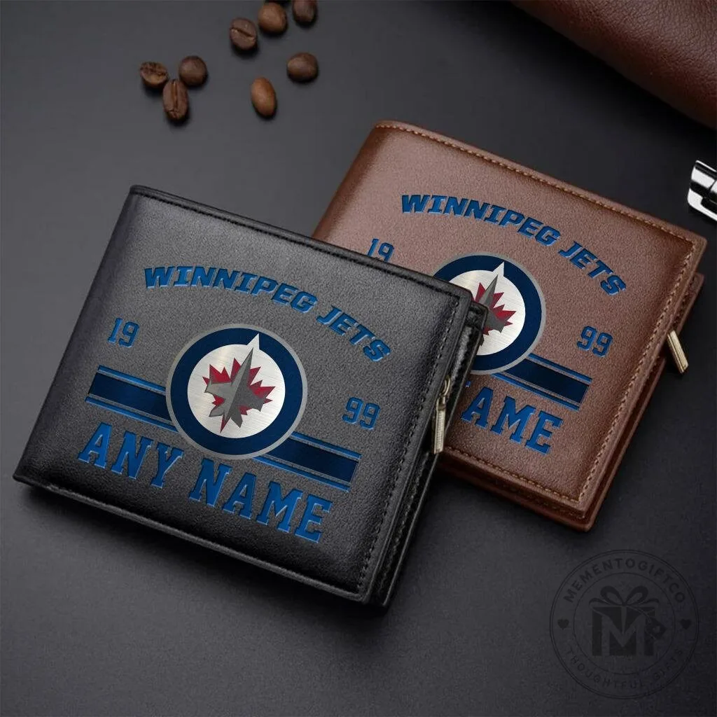 Winnipeg Jets Personalized Name Leather Wallet