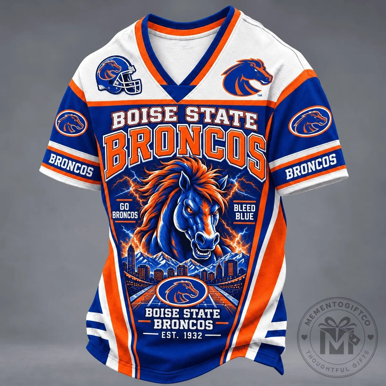 Boise State Broncos Mascot Spirit V-Neck Football Team T-Shirt