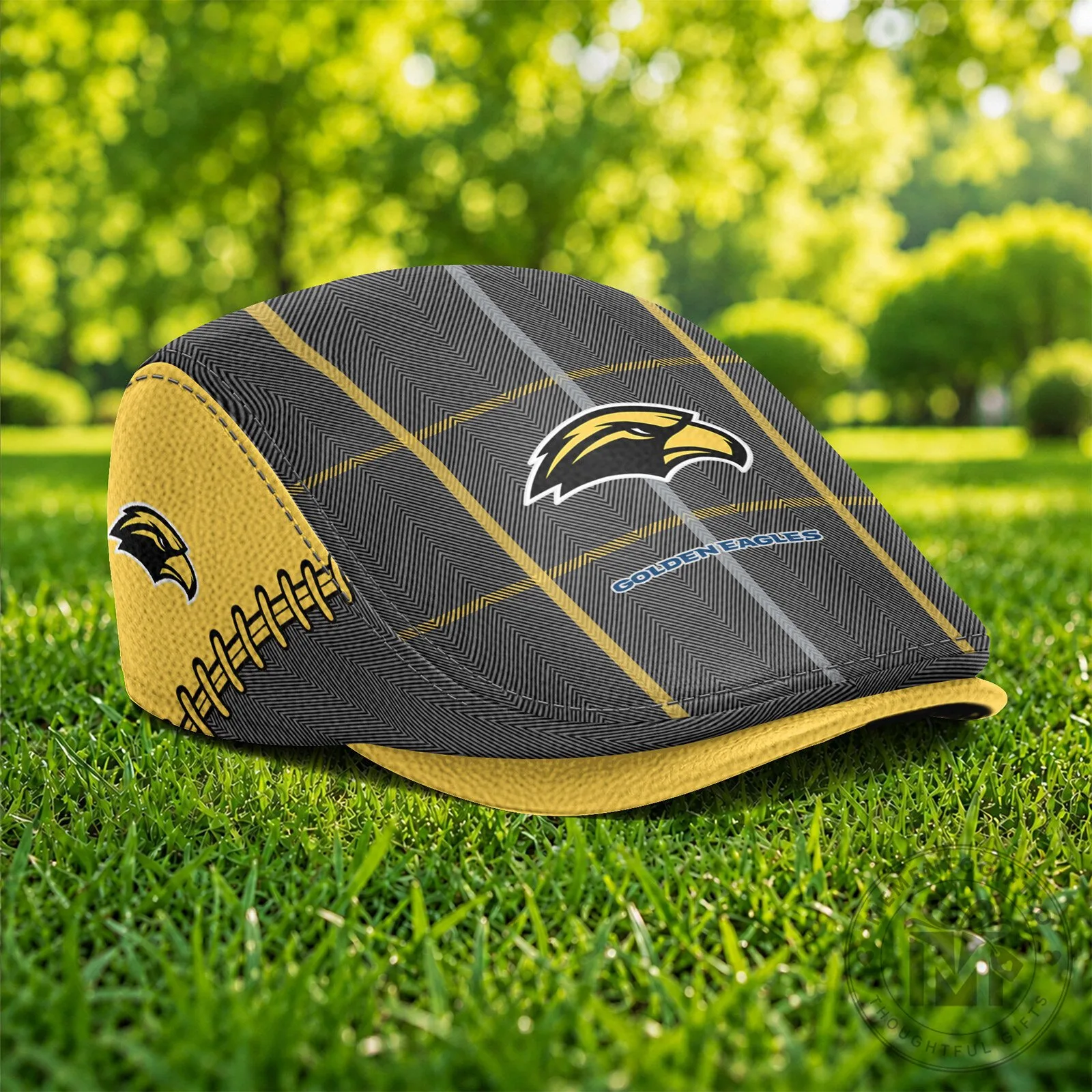Southern Miss Golden Eagles Plaid Pattern Golf Flat Cap 9 Southern Miss Golden Eagles Plaid Pattern Golf Flat Cap