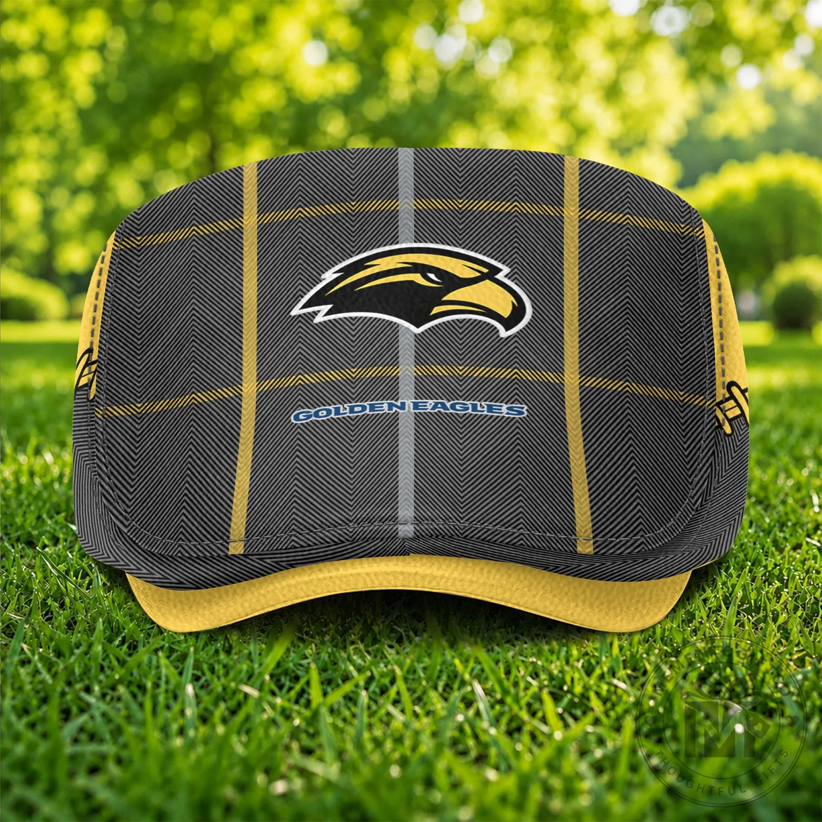 Southern Miss Golden Eagles Plaid Pattern Golf Flat Cap 10 Southern Miss Golden Eagles Plaid Pattern Golf Flat Cap