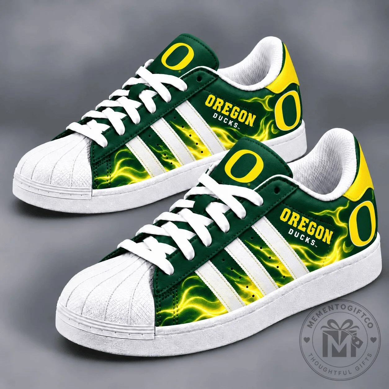 Oregon Ducks NCAA Team Logo Lightning Bolt Sneakers