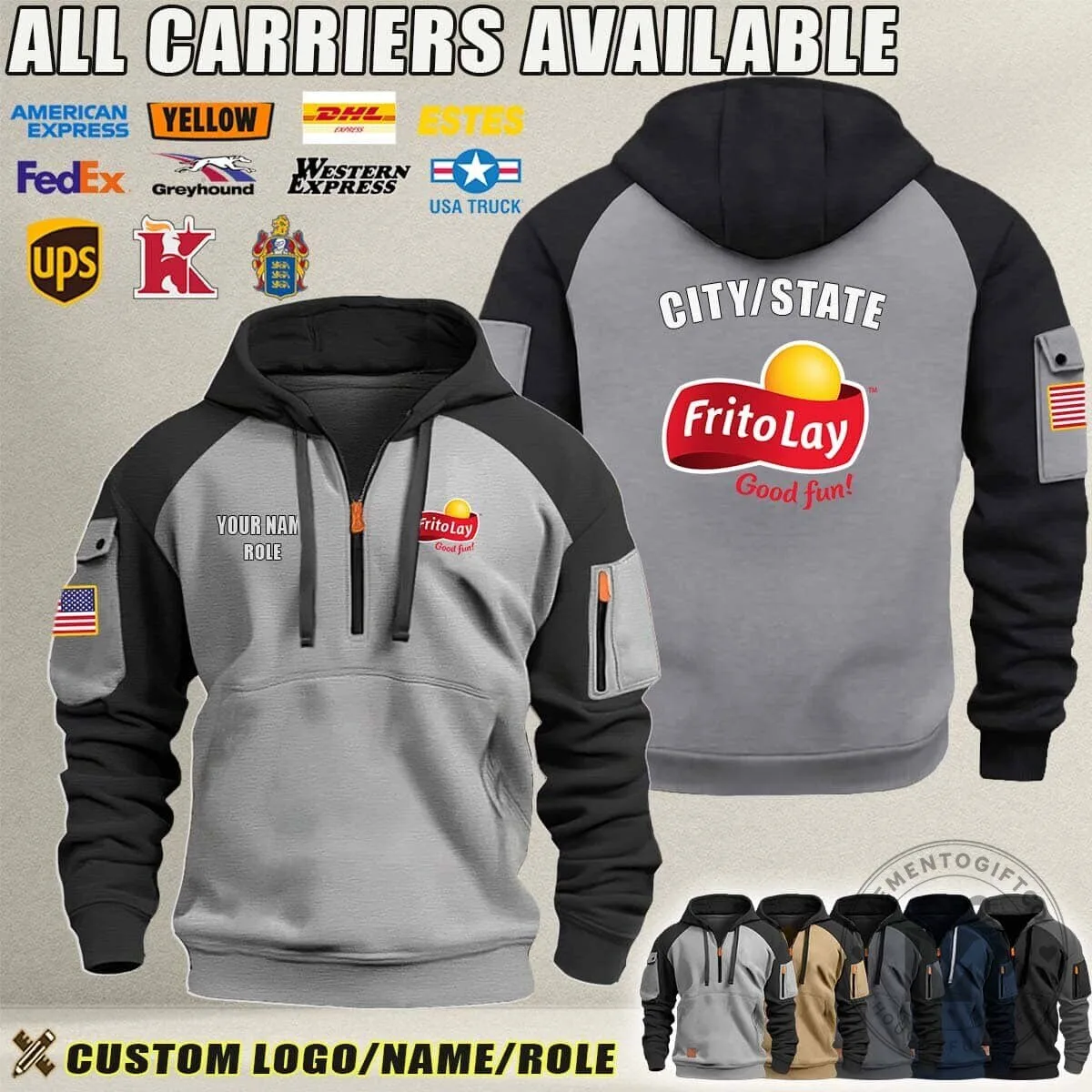 Frito-Lay Employee Uniform Half-Zip Hoodie with Custom Name and Role 2 Frito-Lay Employee Uniform Half-Zip Hoodie with Custom Name and Role