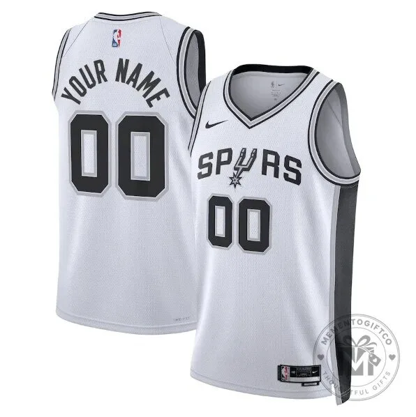 San Antonio Spurs Association Edition Custom White Basketball Jersey