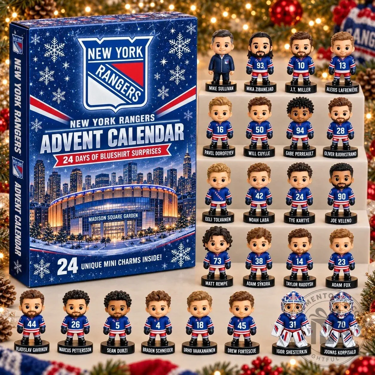 New York Rangers NHL Hockey Team 24-Day Advent Calendar with Mini Figurines
